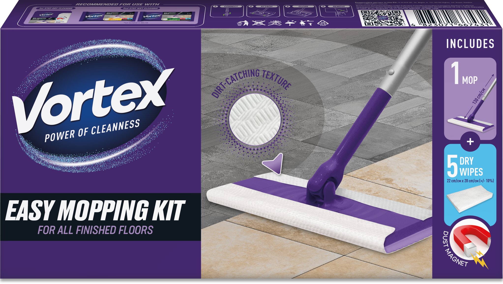 VORTEX Štartovacia sada mop + suché obrúsky 5 ks
