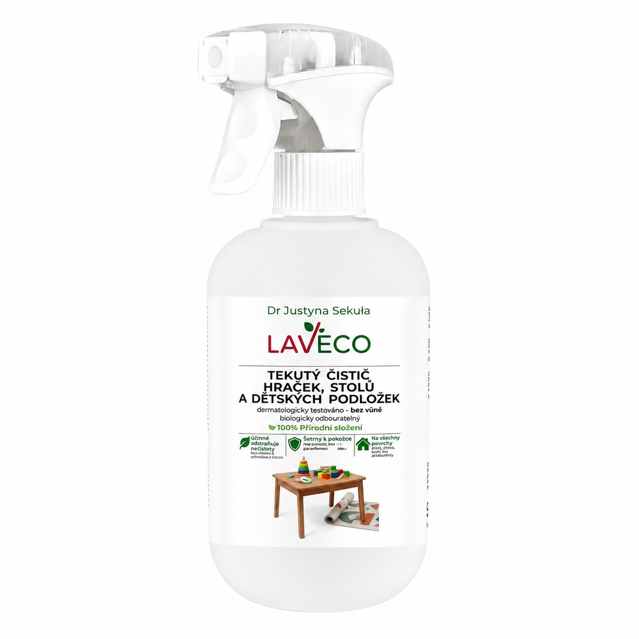 LAVECO Tekutý čistič hračiek, stolov a detských podložiek 500 ml