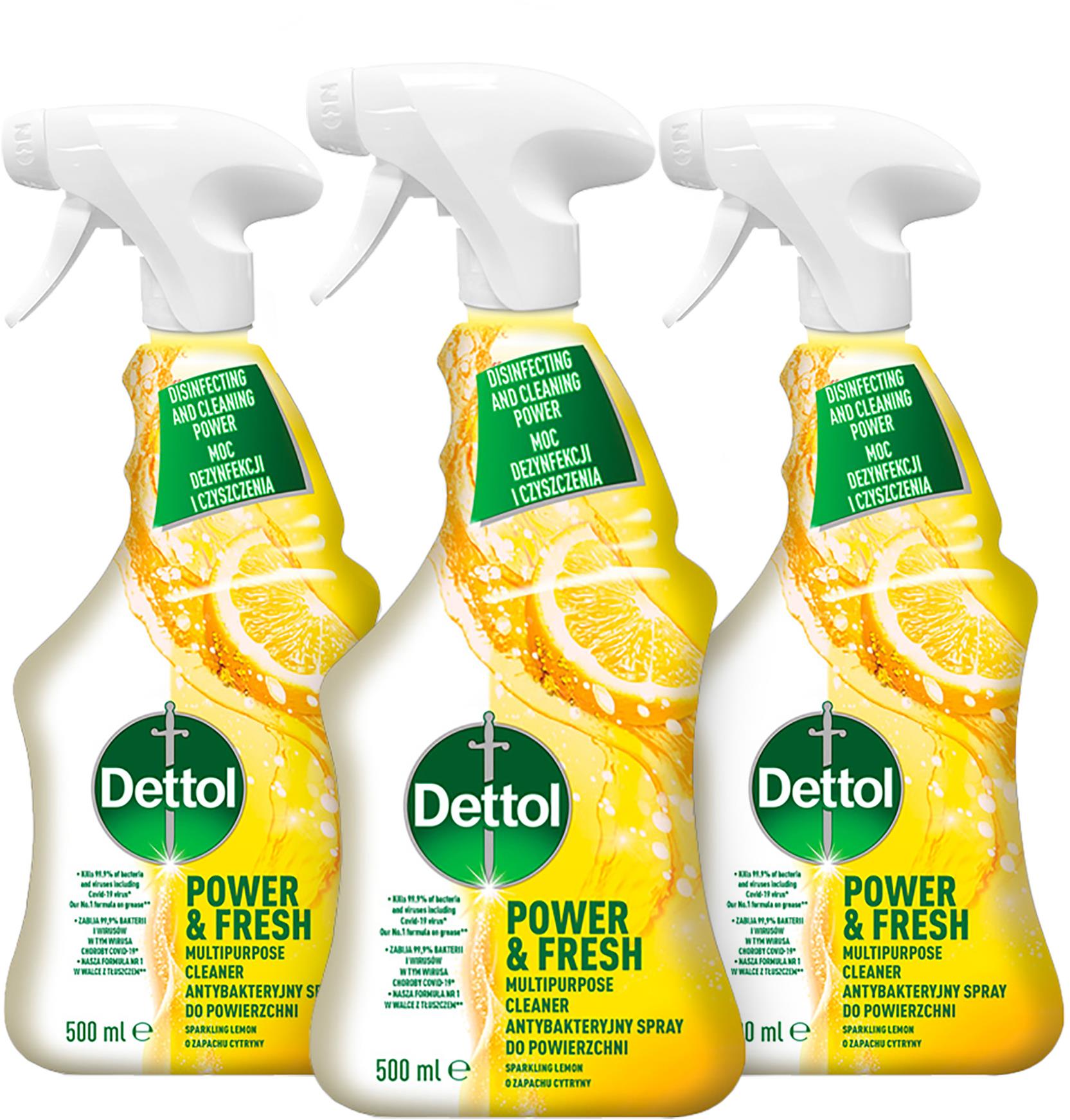 DETTOL – Antibakteriálny sprej na povrchy, Citrón a limeta, 3× 500 ml