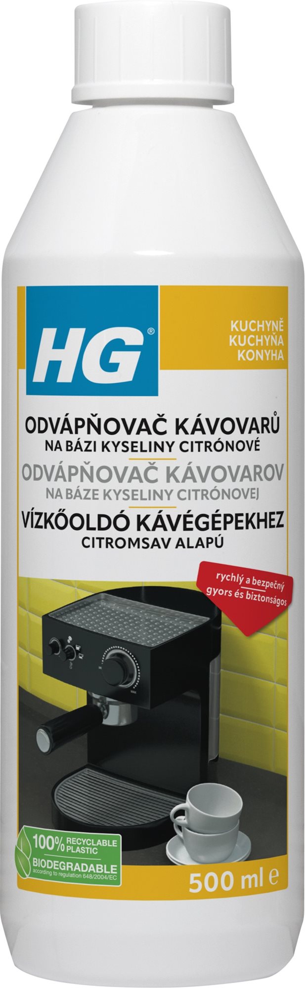 HG odvápňovač kávovarov na báze kyseliny citrónovej 500 ml