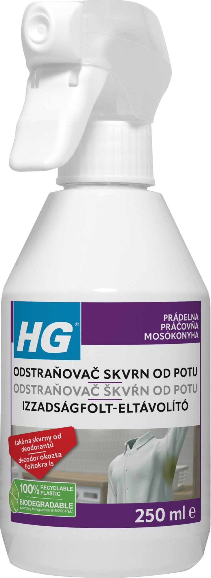HG Odstraňovač škvŕn od potu a dezdorantov 250 ml