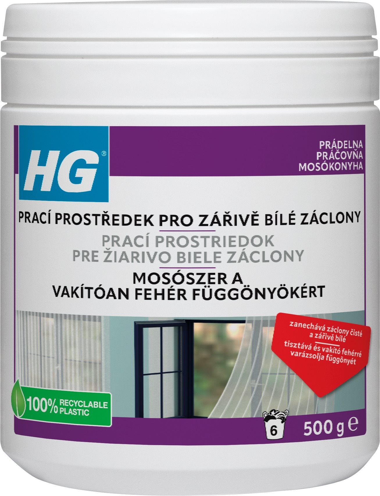 HG prací prostriedok pre žiarivo biele záclony 500 g