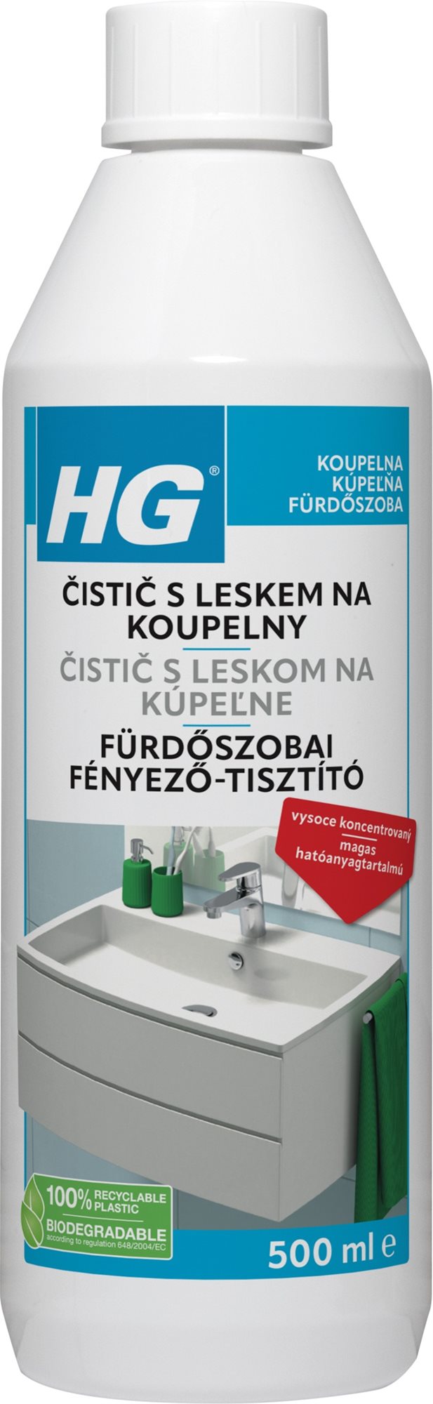 HG čistič s leskom na kúpeľne 500 ml