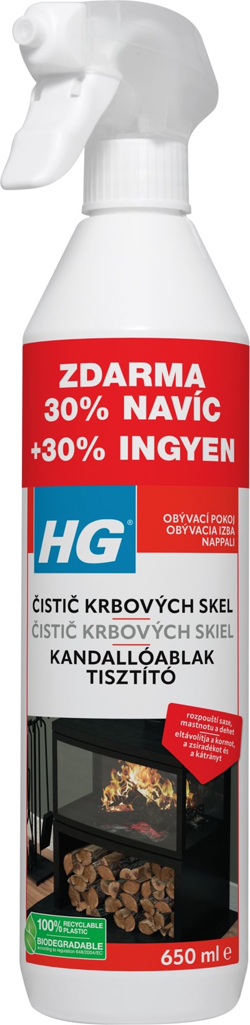 HG Čistič dvierok kozubov a kachlí 650 ml