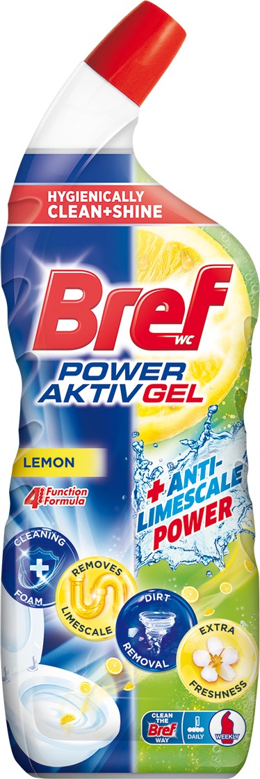Bref Power Aktív Gél WC čistič s efektom osviežovača vzduchu lemon 700 ml