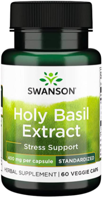 Swanson Holy Basil Extract (Bazalka indická), 400 mg, 60 kapsúl
