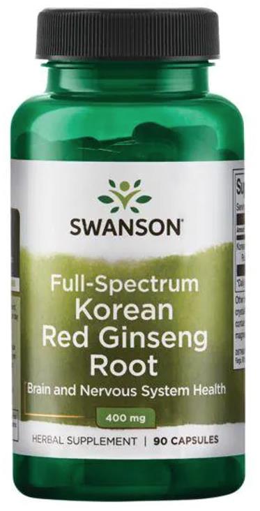 Swanson Full Spectrum Korean Red Ginseng Root (kórejský ženšen) 400 mg, 90 kapsúl