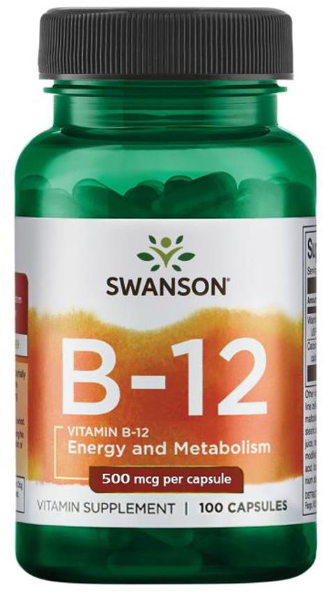 Swanson Vitamín B12, 500 mcg, 100 kapsúl