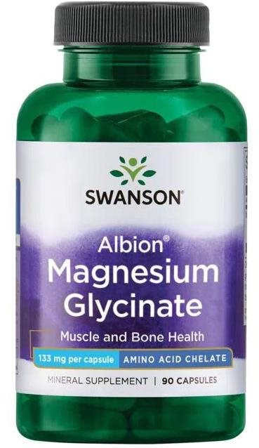 Swanson Albion Magnesium Glycinate (Glycinát horečnatý), 133 mg, 90 kapsúl