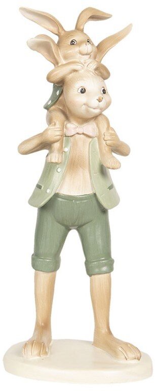 Clayre & Eef Veľkonočná dekorácia – Otec zajac so zajačikom na ramenách