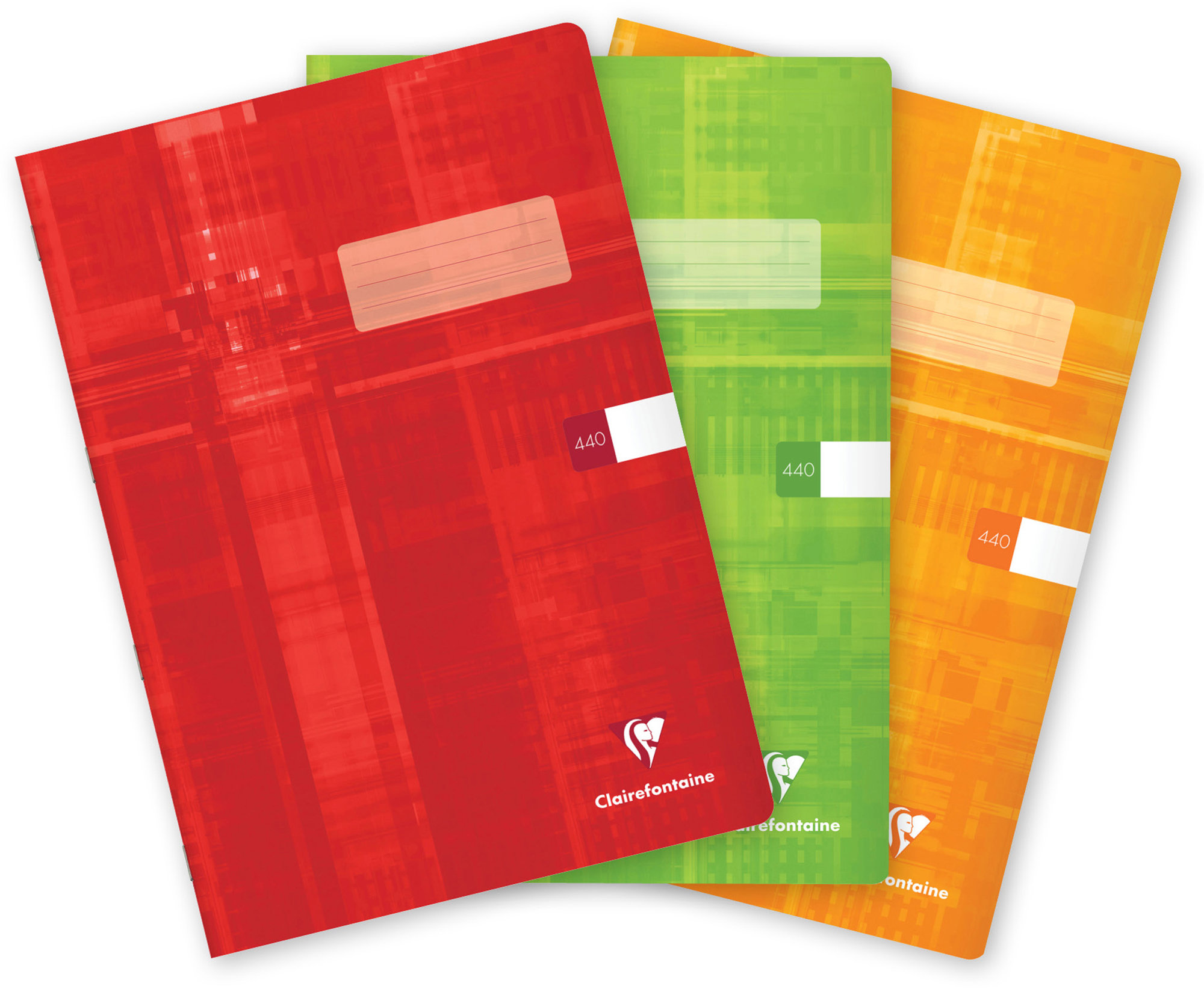 CLAIREFONTAINE Metric A4 „440“ čistý, 40 listov – súprava 3 ks (červený, zelený, oranžový)