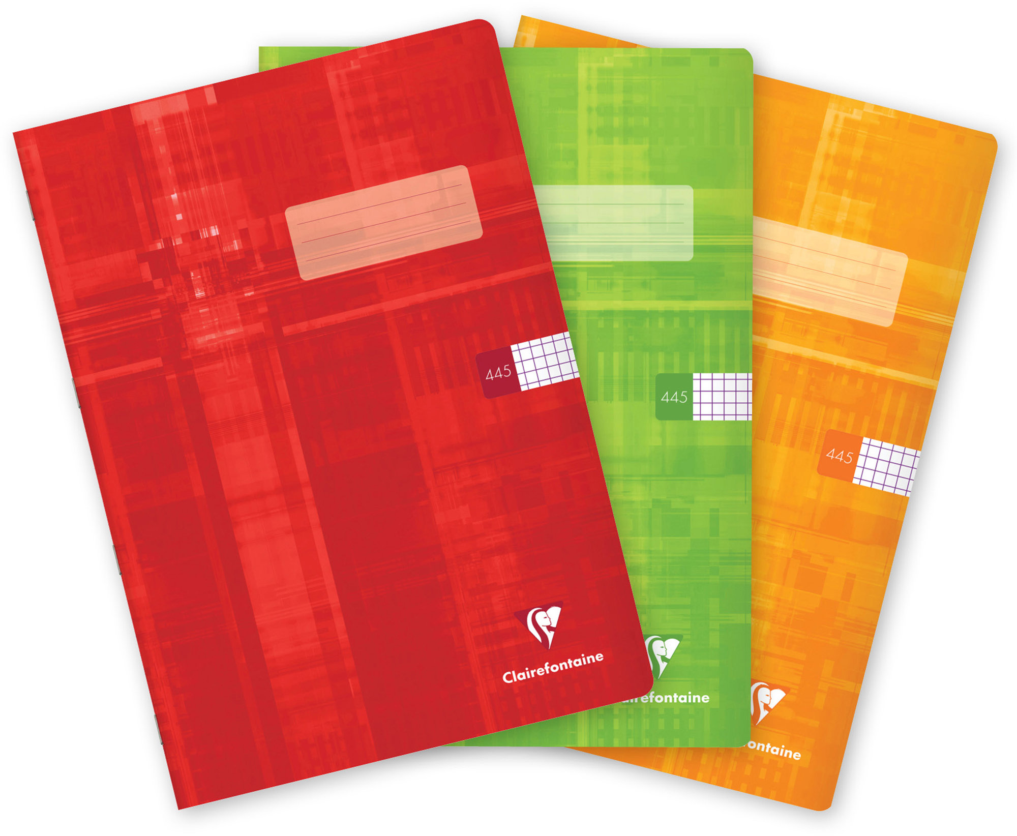 CLAIREFONTAINE Metric A4 „445“ štvorčekový, 40 listov – súprava 3 ks (červený, zelený, oranžový