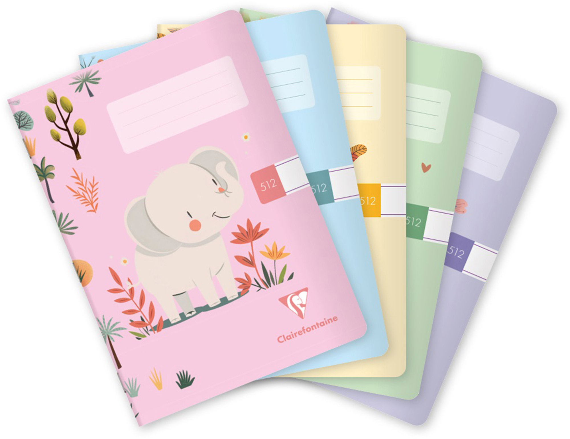 CLAIREFONTAINE KIDS A5 „512“ linajkový, 10 listov – súprava 5 kusov