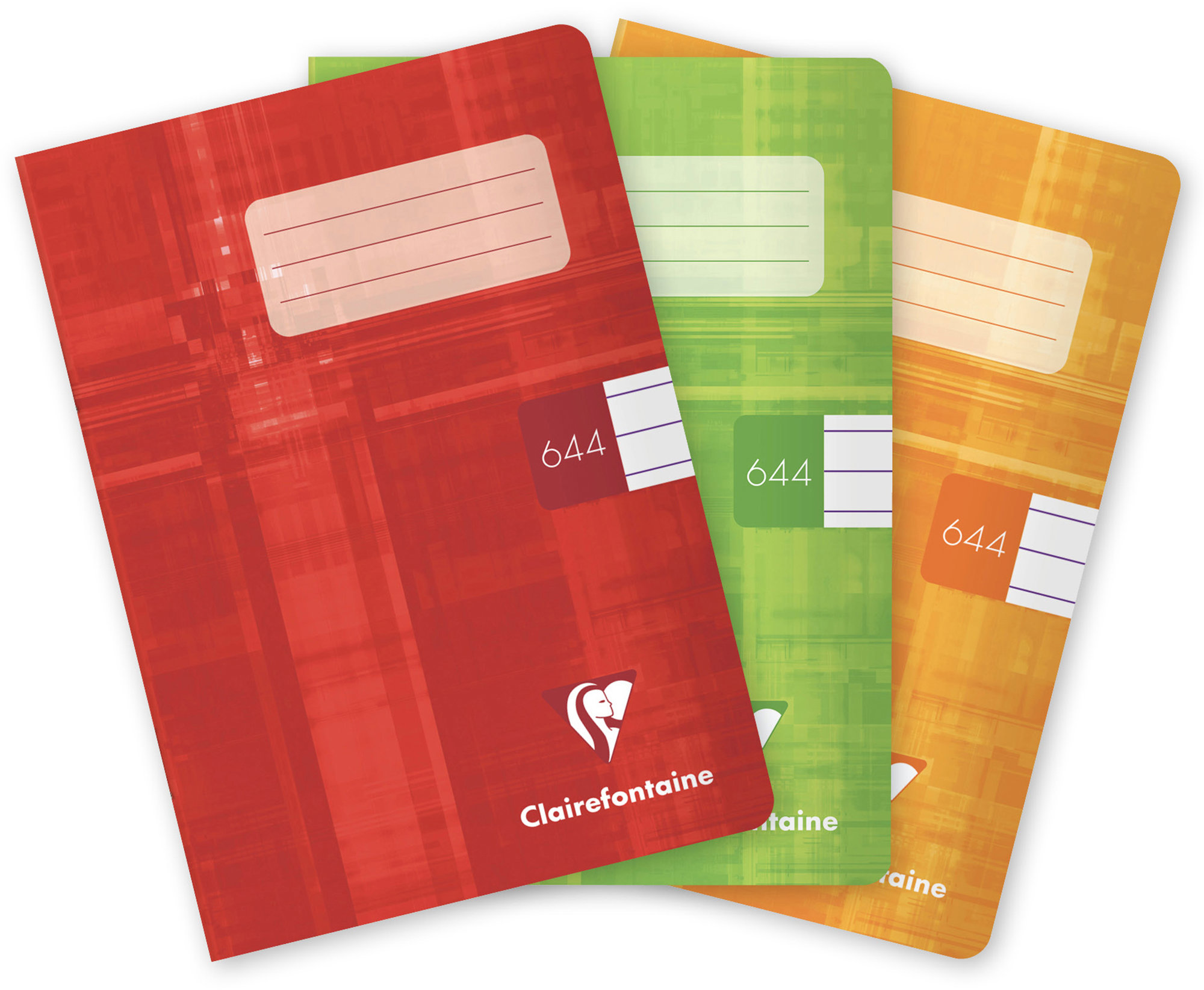 CLAIREFONTAINE Metric A6 „644“ linajkový, 40 listov – súprava 3 ks (červený, zelený, oranžový