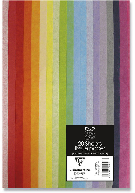 CLAIREFONTAINE farebné hodvábne papiere 50 × 70 cm – súprava 20 ks