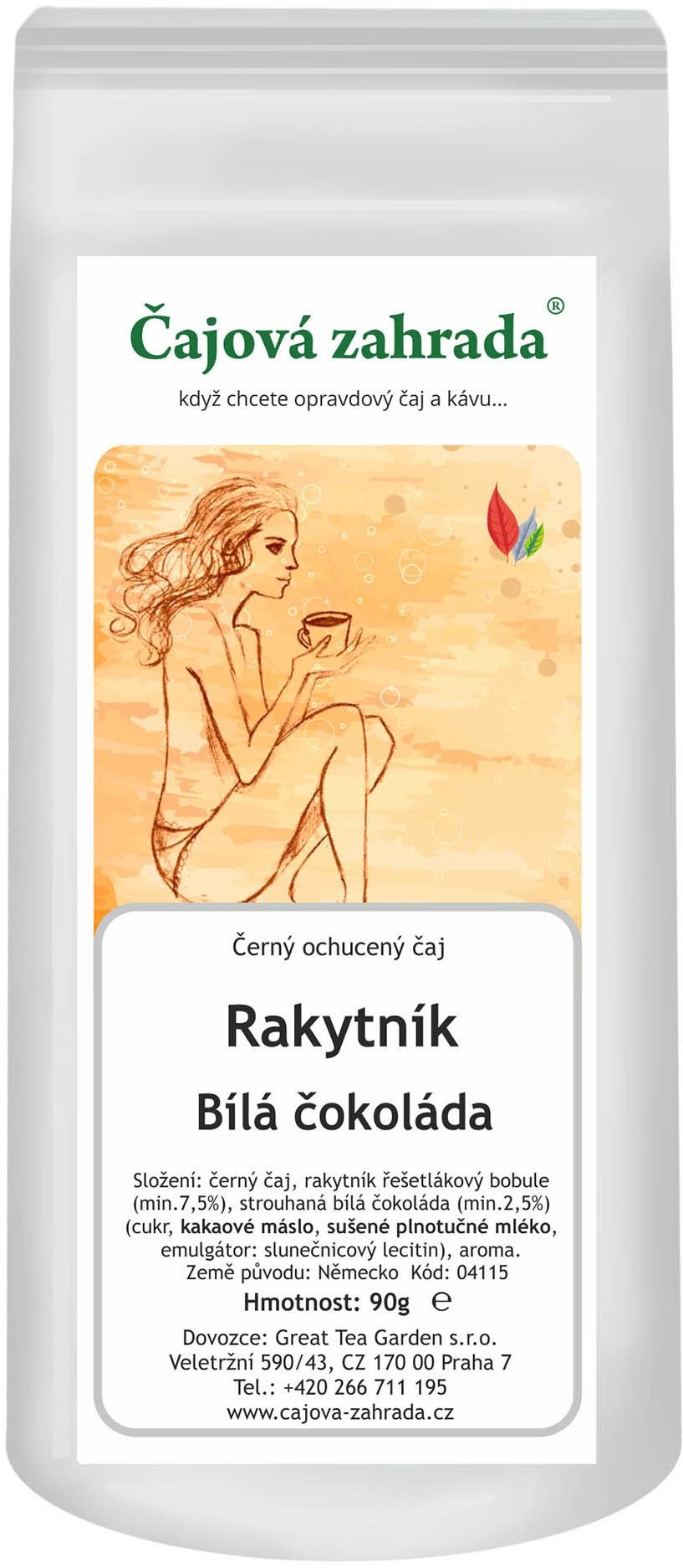 Čajová záhrada Rakytník & Biela čokoláda – čierny ochutený čaj, 500 g