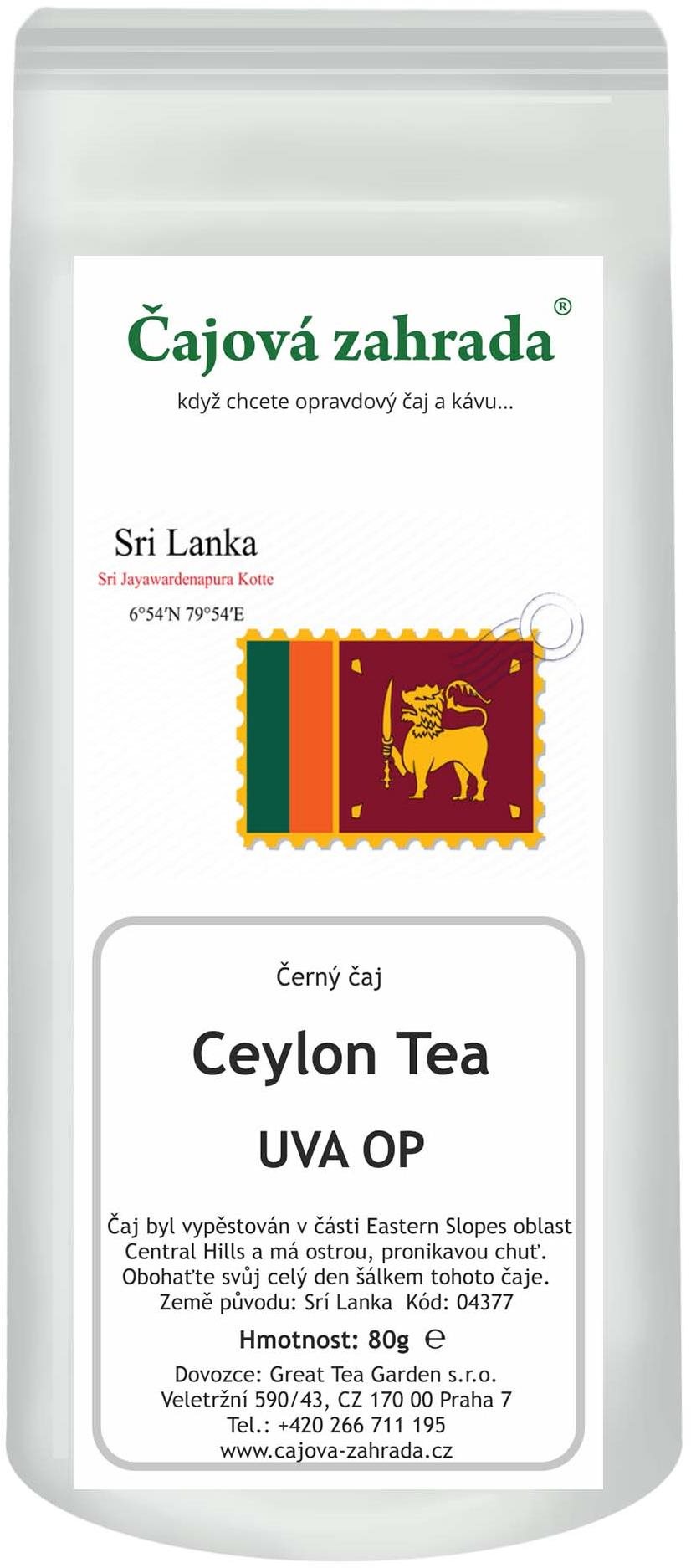 Čajová záhrada Ceylon UVA OP 80 g – čierny čaj