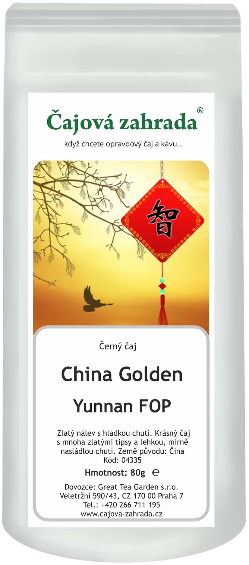 Čajová záhrada China Golden Yunnan FOP – čierny čaj, 80 g