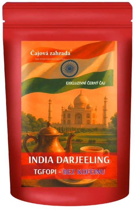 Čajová záhrada India Darjeeling TGFOPI – čierny čaj BEZ KOFEÍNU, 500 g