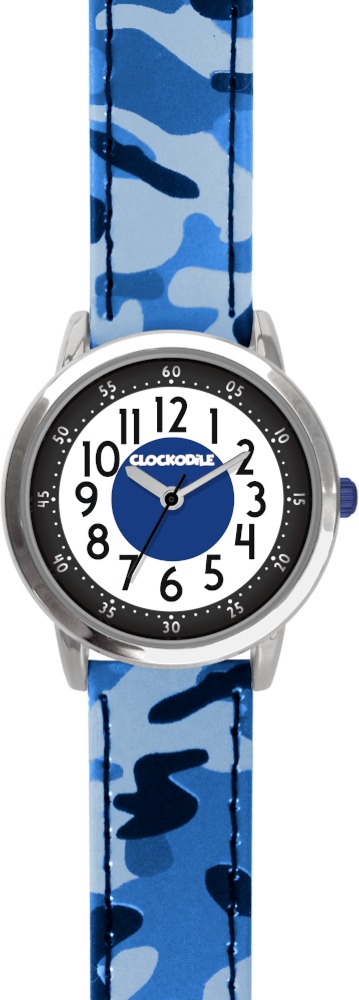 CLOCKODILE Detské hodinky ARMY, svietiace, chlapčenské, modré s maskáčovým vzorom