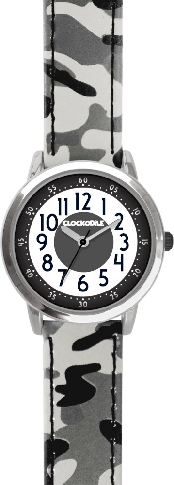 CLOCKODILE Detské hodinky ARMY, svietiace, chlapčenské, sivé s maskáčovým vzorom