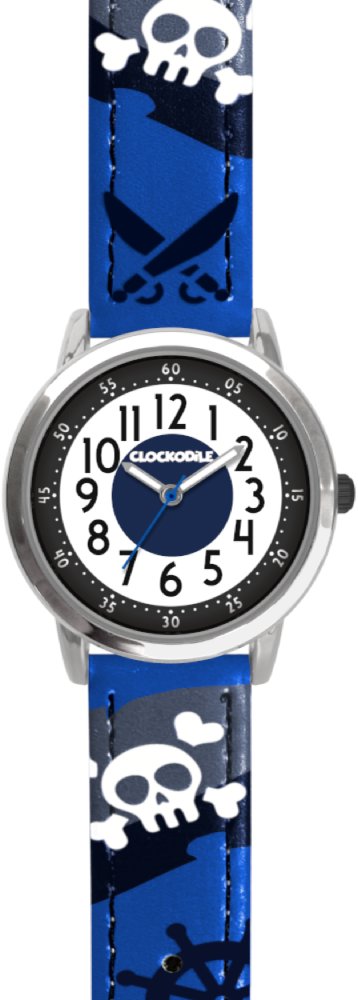 CLOCKODILE Detské hodinky PIRÁTI, svietiace, chlapčenské, modré