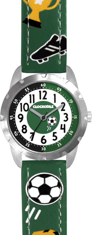 CLOCKODILE Detské hodinky FUTBAL, svietiace, chlapčenské, zelené