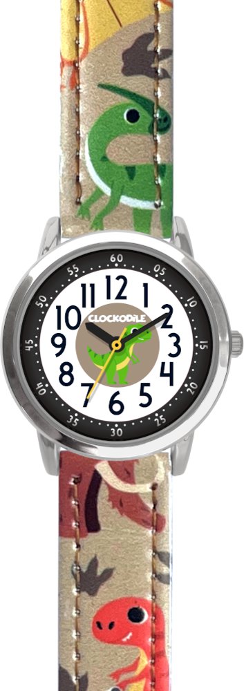 CLOCKODILE Detské hodinky DINOSAURY, svietiace, chlapčenské, béžové