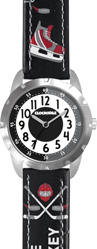 CLOCKODILE Detské hodinky HOKEJ, svietiace, chlapčenské, čierne