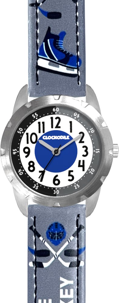CLOCKODILE Detské hodinky HOKEJ, svietiace, chlapčenské, sivé