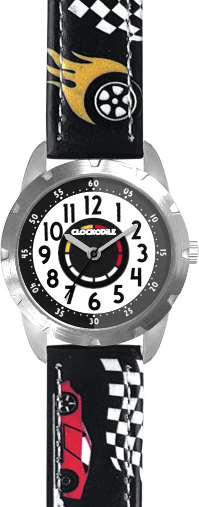 CLOCKODILE Detské hodinky PRETEKÁRSKE AUTÁ, chlapčenské, svietiace, tmavomodré