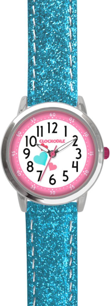 CLOCKODILE Detské hodinky HEARTS, dievčenské, trblietavé, tyrkysové