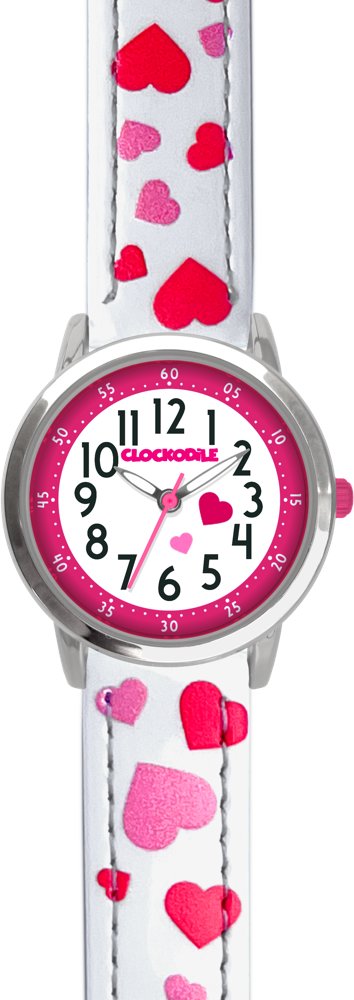 CLOCKODILE Detské hodinky SRDIEČKA, dievčenské, biele