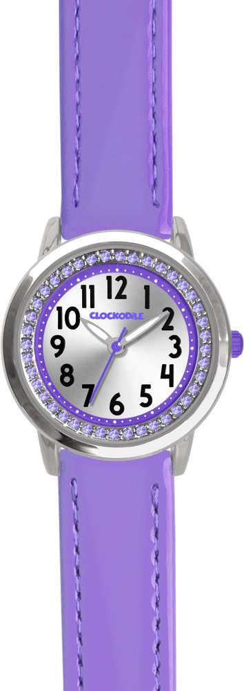CLOCKODILE Detské hodinky s kamienkami, dievčenské, fialové