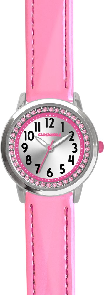 CLOCKODILE Detské hodinky s kamienkami, dievčenské, svetloružové
