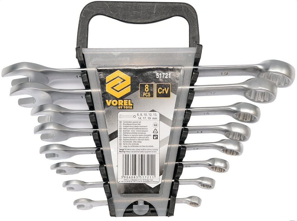 VOREL Kľúče očkoploché 6 – 19 mm CrV v sade TO-51721