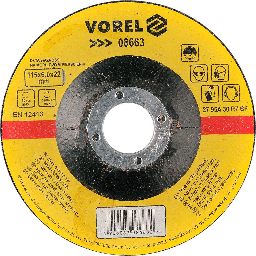 Vorel Kotúč na kov 115 × 22 × 6,0 mm vypuklý brúsny