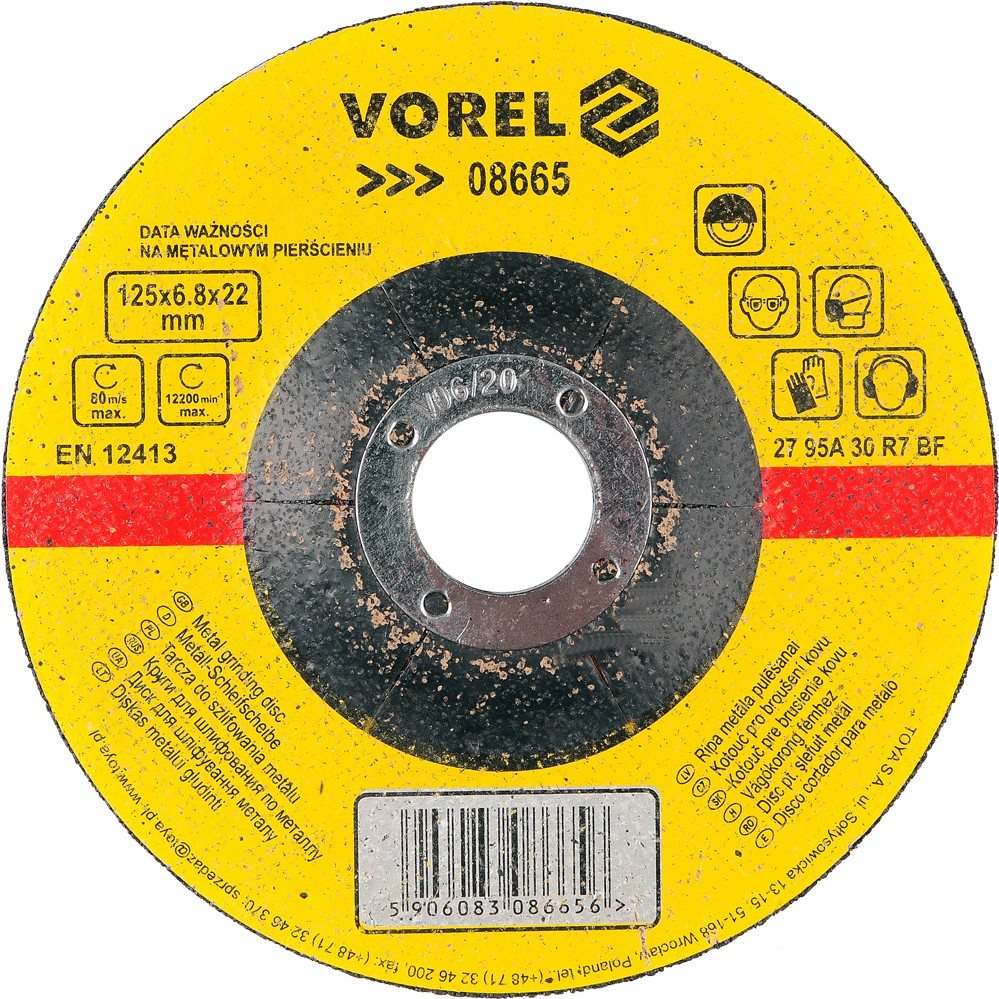 Vorel Kotúč na kov 125 × 22 × 6,8 mm vypuklý brúsny