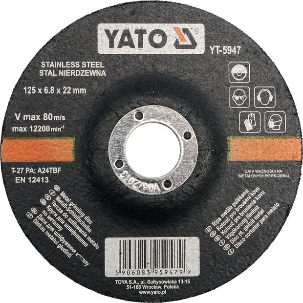 Yato Kotúč na kov 125 × 22 × 6,8 mm vypuklý brúsny INOX