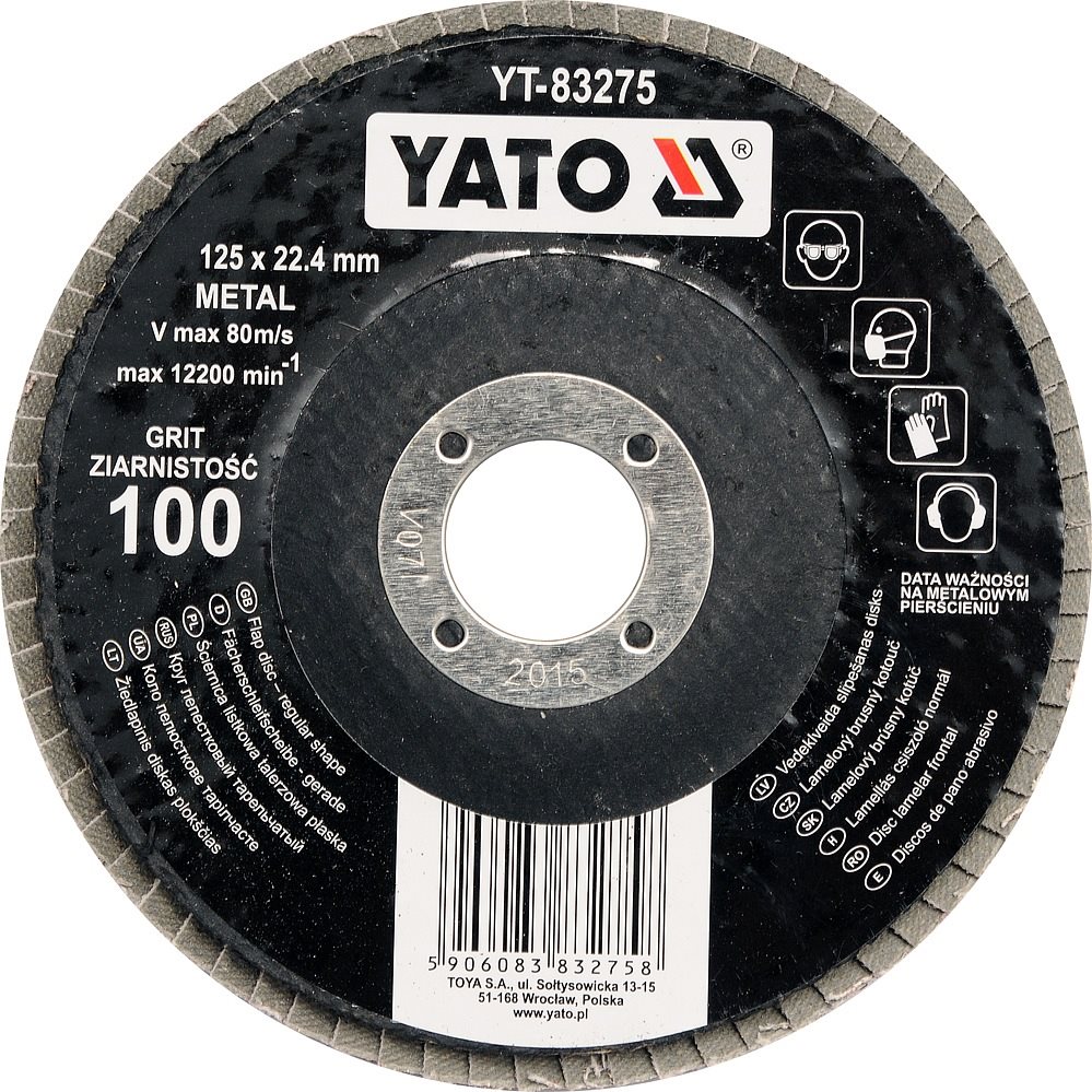 Yato Kotúč lamelový brúsny na kov 125 × 22,4 mm P80