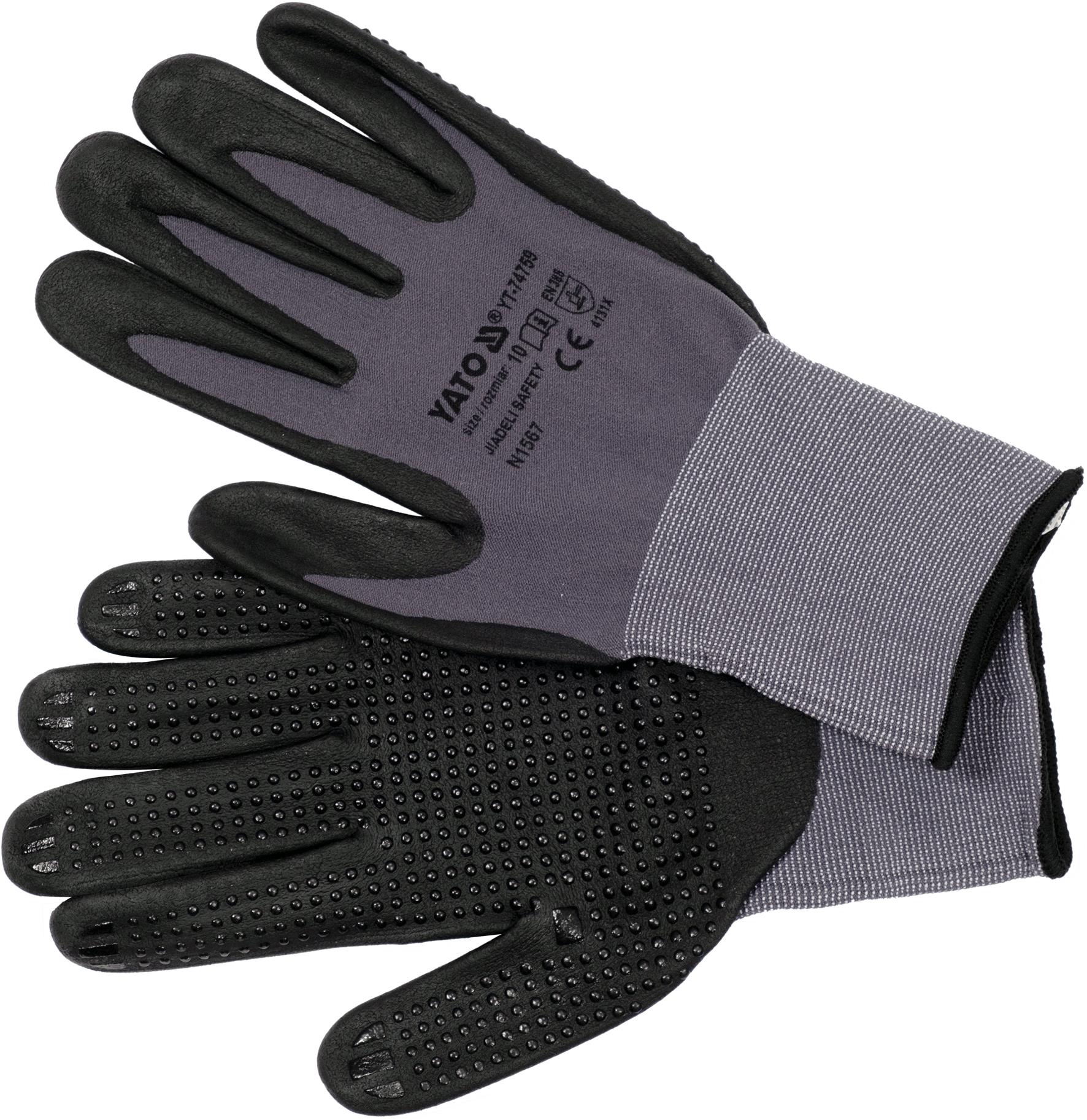 YATO Pracovné rukavice nylon/nitril veľ. 10 čierne