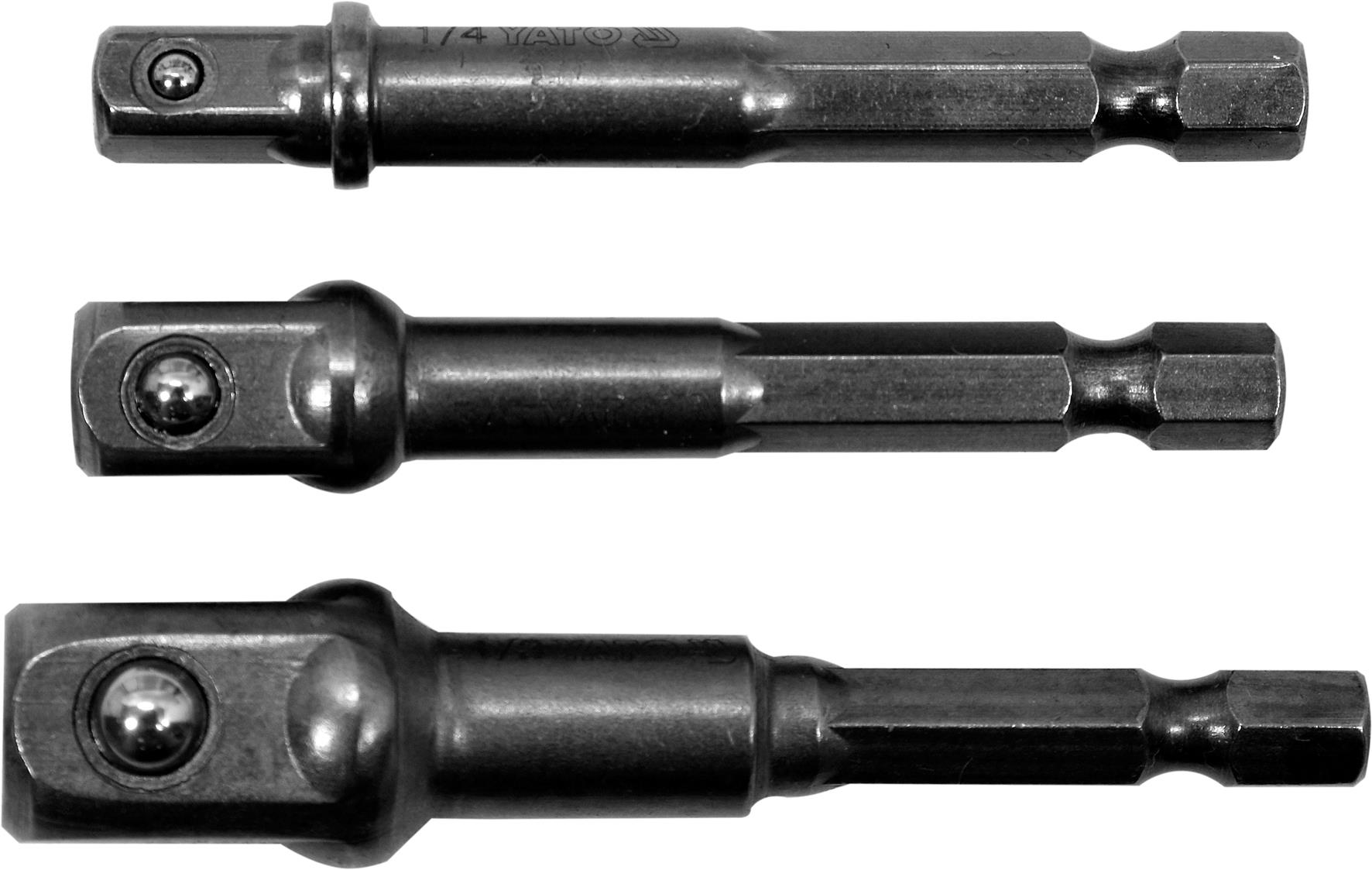 YATO Súprava adaptérov 3 ks HEX 1/4, 3/8, 1/2
