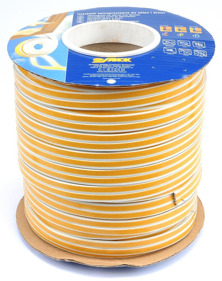 VOREL – Tesnenie na okná a dvere samolepiace, 9 × 4 mm, TYP E, biele, 150 m