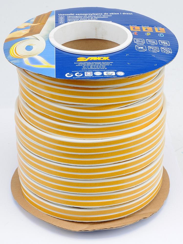 VOREL – Tesnenie na okná a dvere samolepiace, 9 × 5,5 mm, TYP P, biele, 100 m