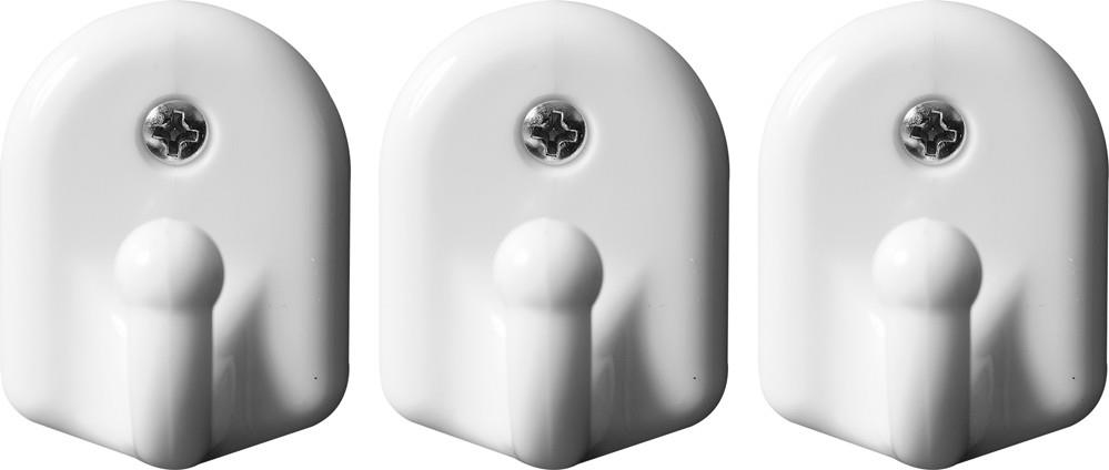 VOREL Háčiky nástenné na skrutku, 3 ks, nosnosť 8 kg