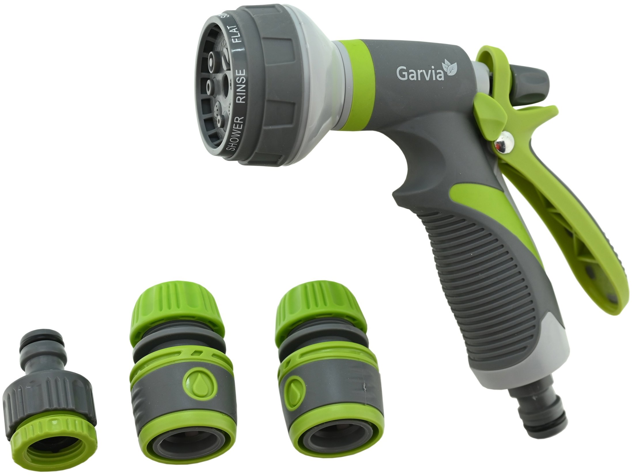 GARVIA Zavlažovacia pištoľ kruhová 8 funkcií s príslušenstvom – súprava 4 ks