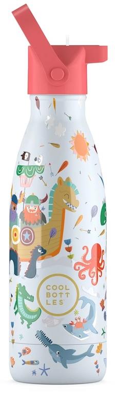 Cool Bottles detská nerezová termofľaša Kids Brave Vikings trojvrstvová 350 ml 3D