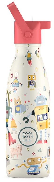 Cool Bottles detská nerezová termofľaša Kids Messy Robots trojvrstvová 350 ml 3D