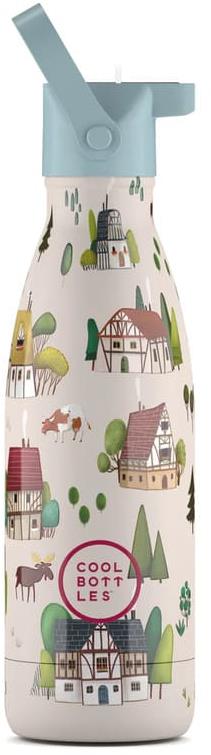 Cool Bottles detská nerezová termofľaša Kids Tudor Village trojvrstvová 350 ml 3D