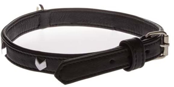 Cobbys Pet Obojok z pravej kože čierny so striebornými dekoráciami podšitý originálnou kožou 20 mm/50 cm